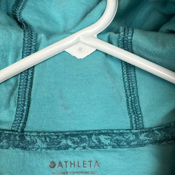 Athleta V neck Hoodie Sundown Alliance Sweatshirt Teal - Picture 7 of 7